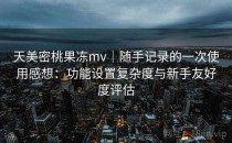 天美密桃果冻mv｜随手记录的一次使用感想：功能设置复杂度与新手友好度评估