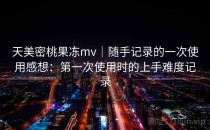 天美密桃果冻mv｜随手记录的一次使用感想：第一次使用时的上手难度记录